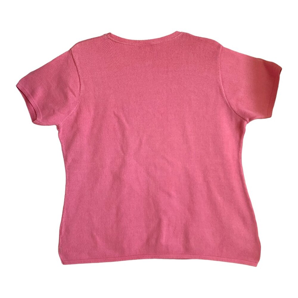 HONORS Vintage 90s Women's Peach Pink Short Sleeve Crewneck Sweater Sz L/XL - Picture 2 of 5